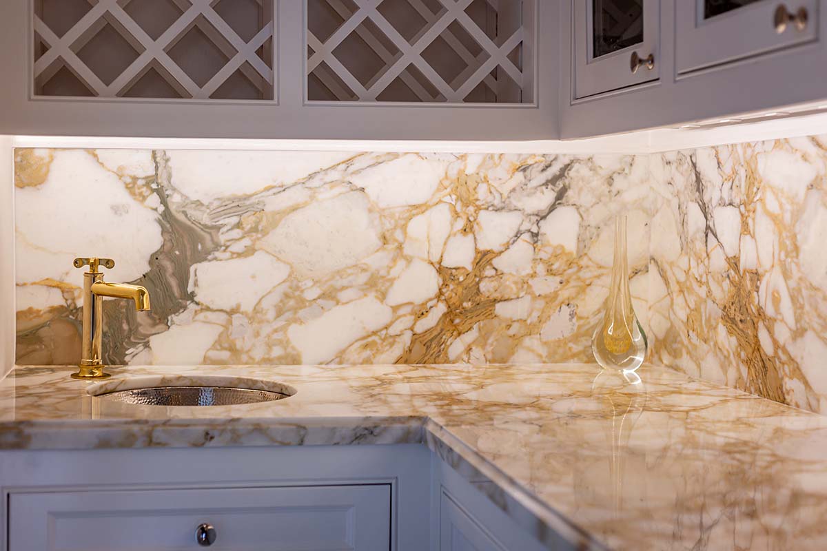 marble countertop in butlers pantry