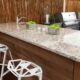 Outdoor kitchen light color granite countertop