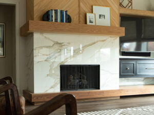 Porcelain slab fireplace in Friendswood, TX